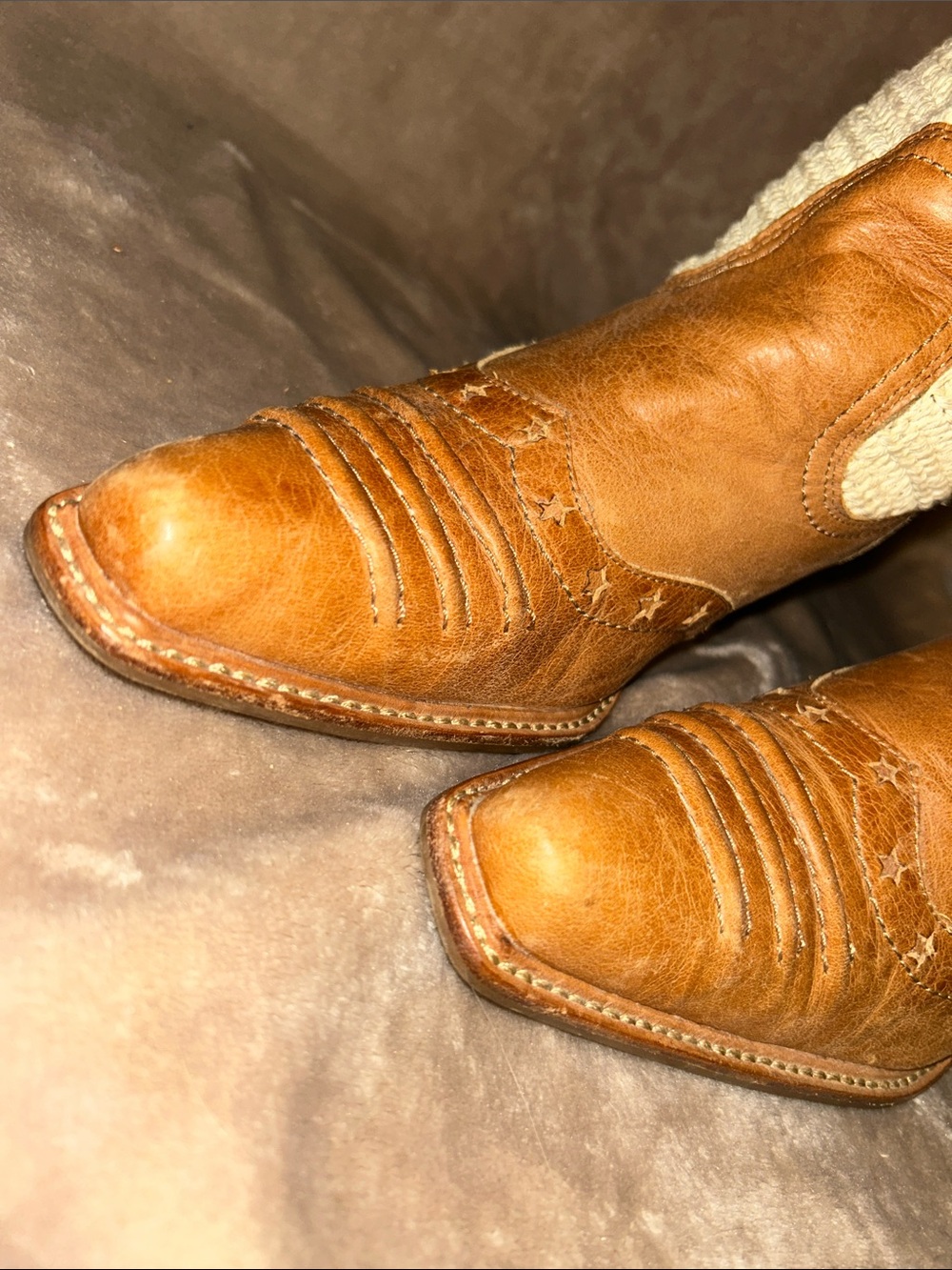 AWOL Tan Leather Cream Crochet Snip Toe Boho Western Coastal Cowgirl Boots 8.5 - Picture 16 of 16